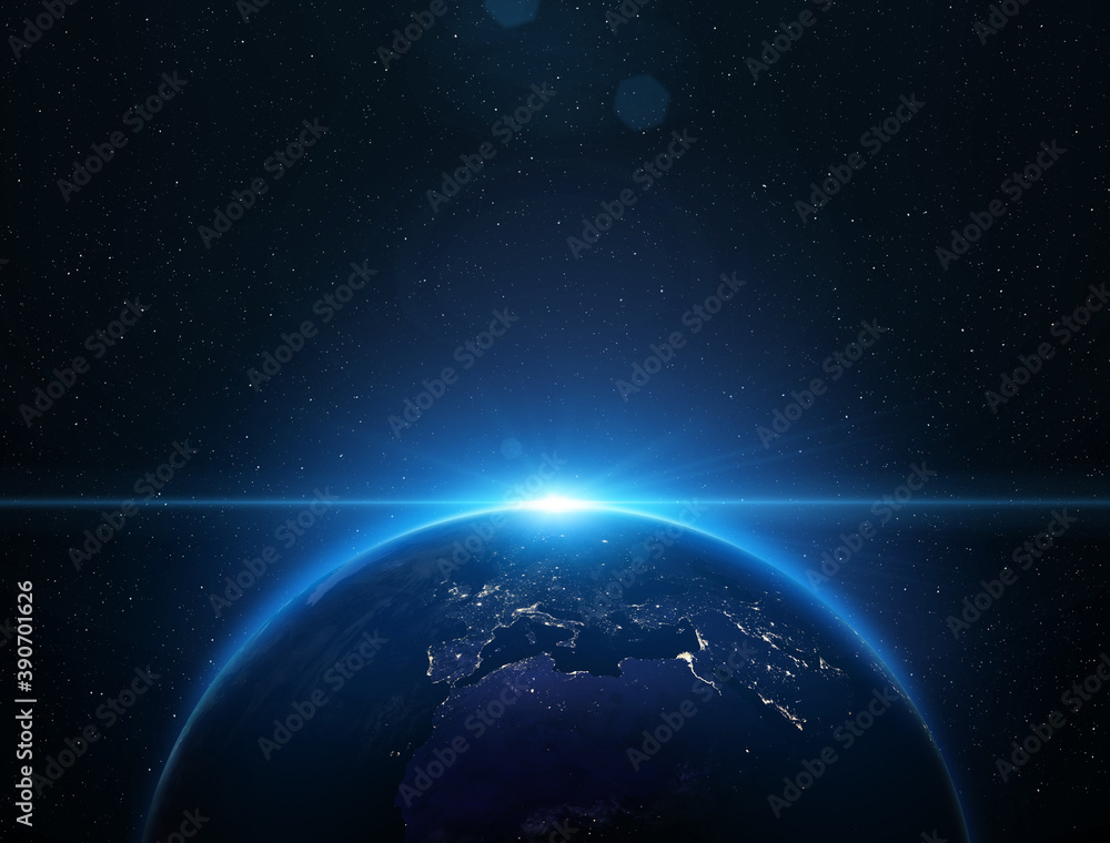 Earth from the space at night. Elements of this image furnished by NASA.