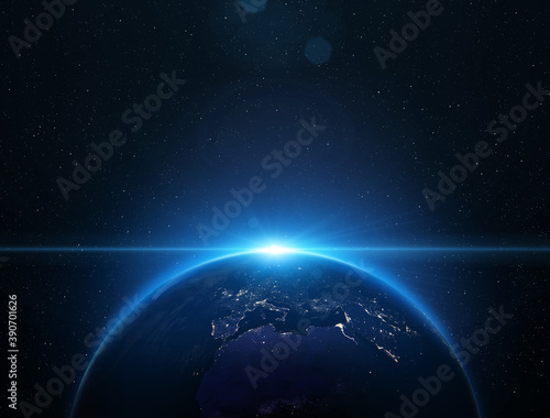 Fototapeta Naklejka Na Ścianę i Meble -  Earth from the space at night. Elements of this image furnished by NASA.