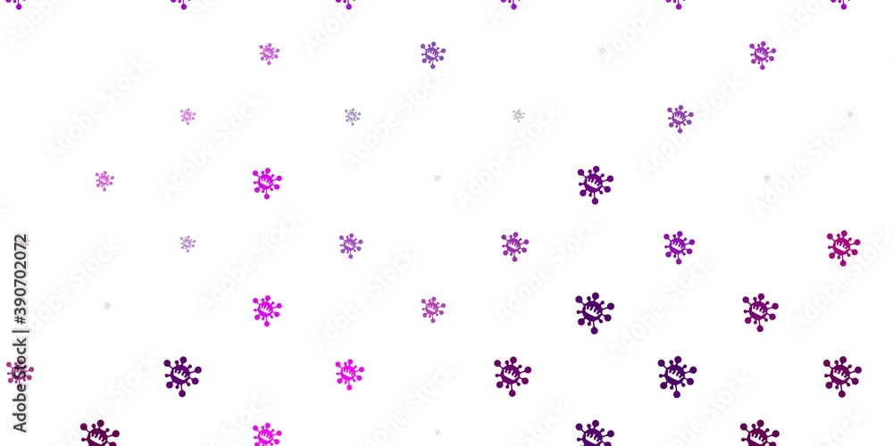 Light pink vector background with covid-19 symbols.