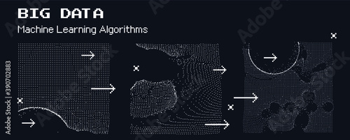 Vector abstract 3D big data visualization. Concept of complexity analysis for smart business planning.