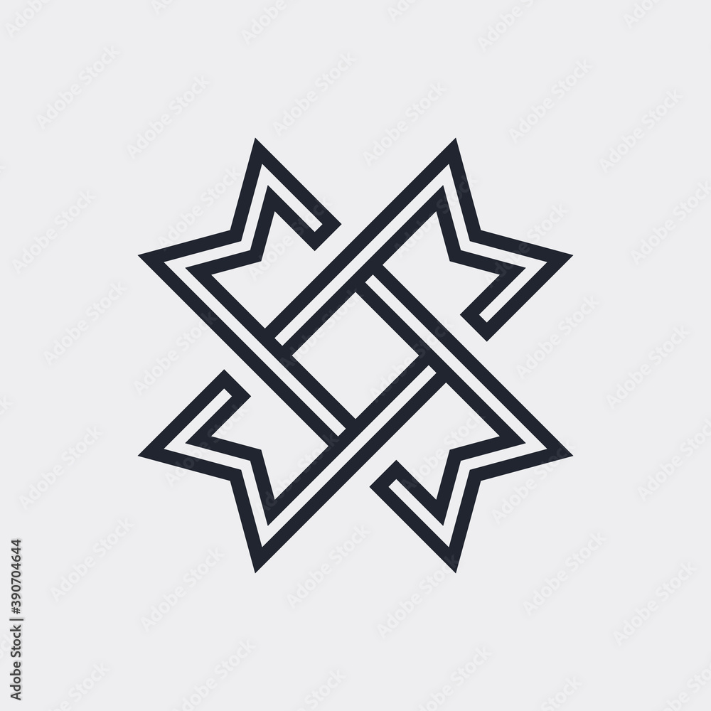 Complex Geometric Contemporary Element. Logo Template Design for Business Corporate Sign. Abstract Merged Figures for Web Design or Info-Graphics on Gray Backdrop Complex Geometric Contemporary Element. Logo Template Design for Business Corporate Sign. Abstract Merged Figures for Web Design or Info-Graphics on Gray Backdrop