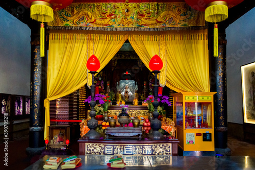 Penghu island (Pescadores) Taiwan October 14, 2019 An offering to ancient deities at the altar in a Taiwanese temple