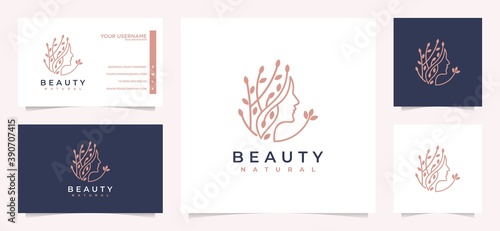 beauty women hair logo design inspiration with business card