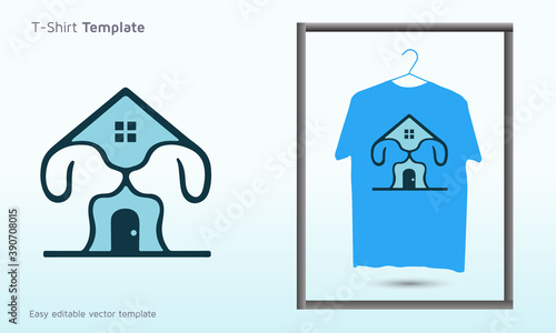 Dog home real estate logo, dog t shirt design, pet t-shirt template