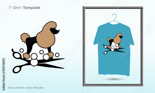 dog salon logo, dog t shirt design, pet t-shirt template