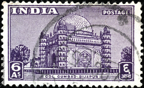 Gol Gumbaz in Bijapur on old indian stamp photo