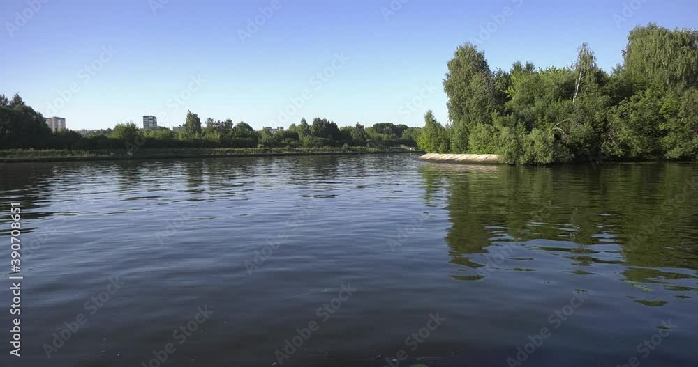 4K high quality calm windless bright summer morning video of Moscow Channel yacht club bungalow, clothes drying and planes flying in the background, green trees near Dolgoprudny town, Moscow, Russia 4K high quality calm windless bright summer morning video of Moscow Channel yacht club bungalow, clothes drying and planes flying in the background, green trees near Dolgoprudny town, Moscow, Russia