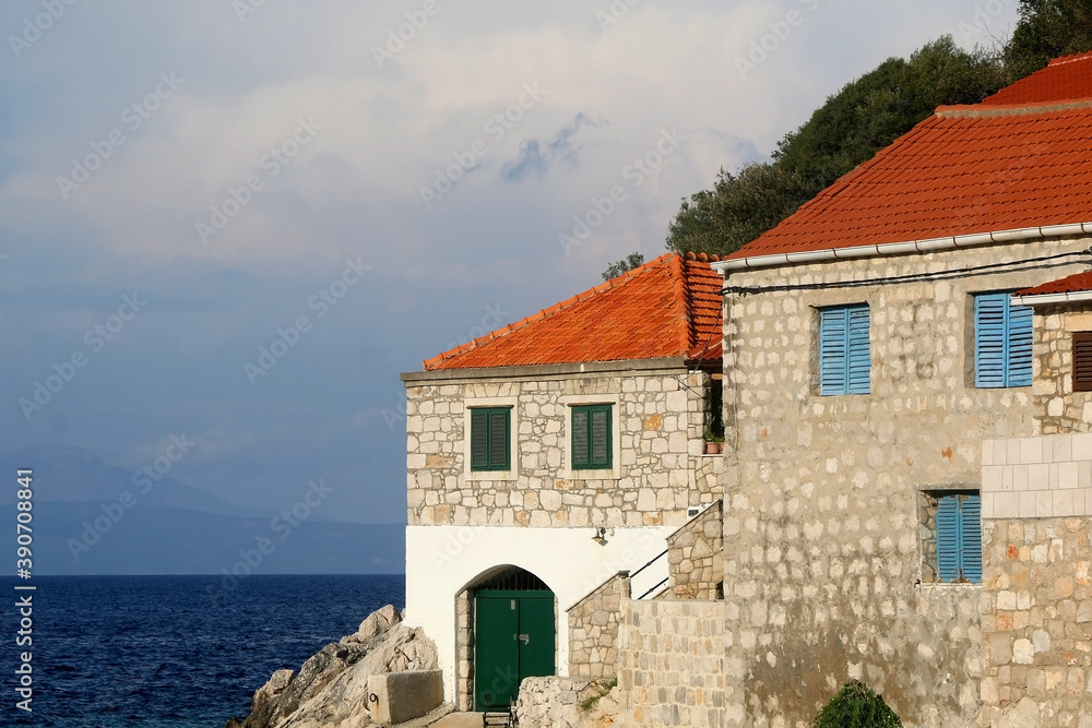Traditional Mediterranean buildings on Lastovo island, Croatia.