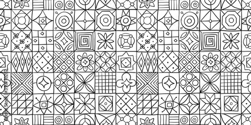Talavera pattern. Indian patchwork. Turkish ornament. Moroccan tile mosaic. Spanish decoration. Ethnic background. Seamless pattern for your design