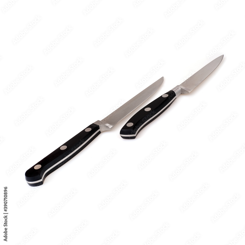 Two sharp knives isolated on a white background Two sharp knives isolated on a white background