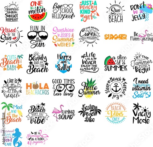 Collection of Summer phrases, slogans or quotes