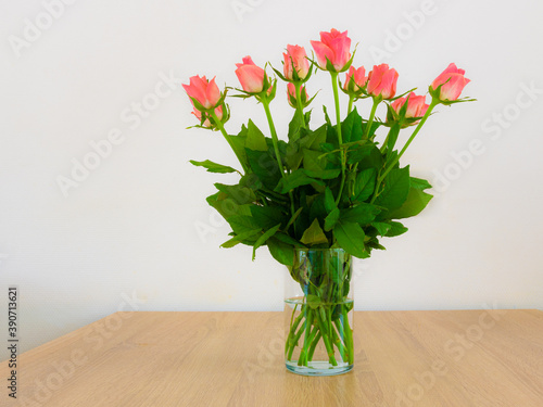 Wallpaper Mural Bunch of salmon colored roses in a vase Torontodigital.ca