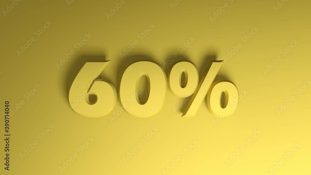 The write 60 percent passes on a yellow background - 3D rendering video clip animation The write 60 percent passes on a yellow background - 3D rendering video clip animation