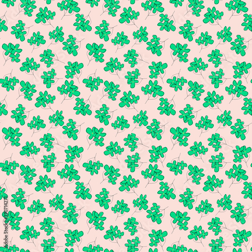 seamless pattern design green flower bouquets on beige background