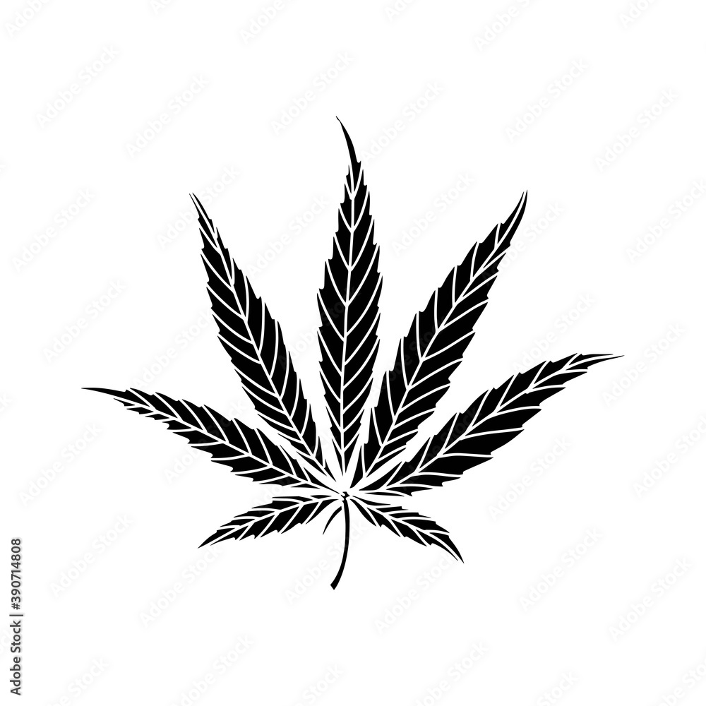 Marijuana leaf. Black silhouette icon. Stock Vector | Adobe Stock