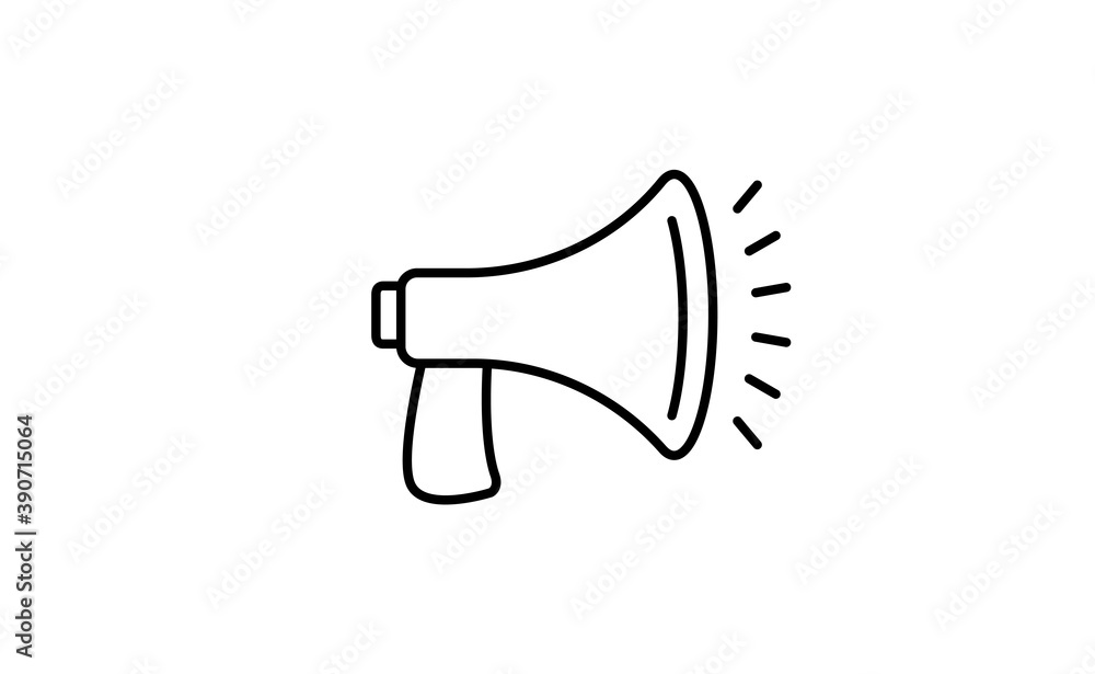 Megaphone linear icon, vector design with editable stroke. Loudspeaker, bullhorn symbol. Megaphone linear icon, vector design with editable stroke. Loudspeaker, bullhorn symbol.