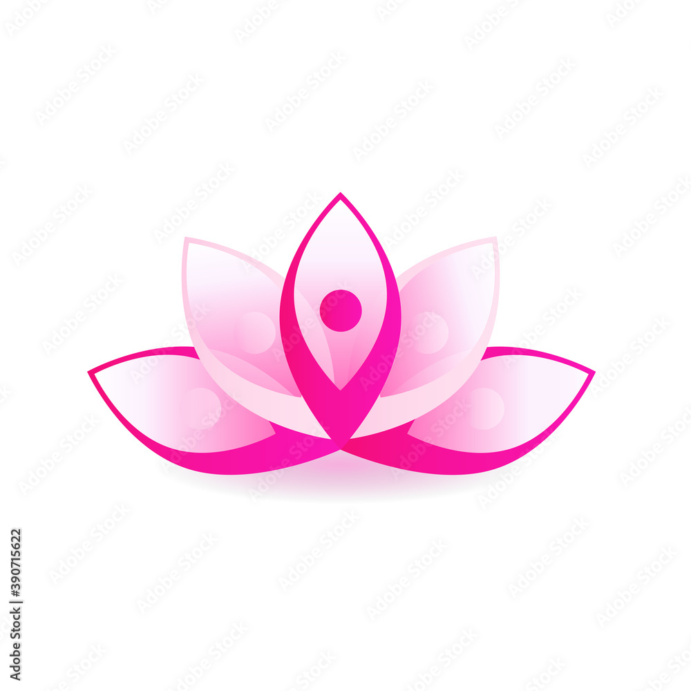 Logo lotus flower yoga man symbol vector