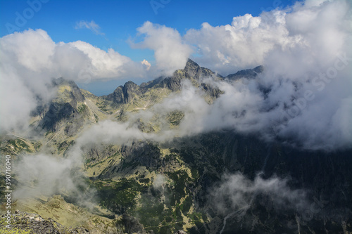 View from Slavkovsky Peak, Tatra Mountains, Slovakia. Beautiful mountain landscape 