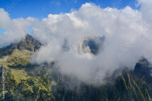 View from Slavkovsky Peak, Tatra Mountains, Slovakia. Beautiful mountain landscape 