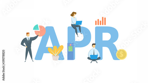 APR, Annual Percentage Rate. Concept with keyword, people and icons. Flat vector illustration. Isolated on white background.