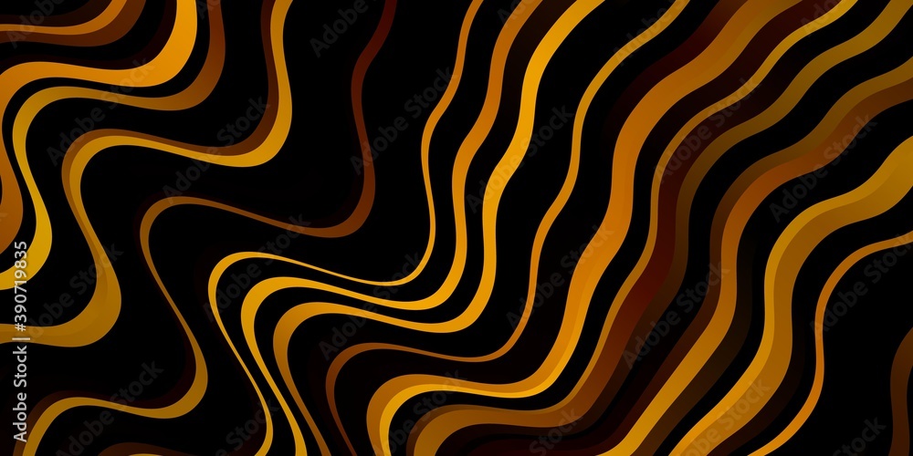 Dark Red, Yellow vector texture with curves.