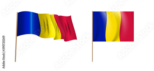 colorful naturalistic waving flag of the Principality of Andorra. Vector Illustration