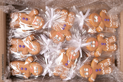 box of gingerbread in transparent bags