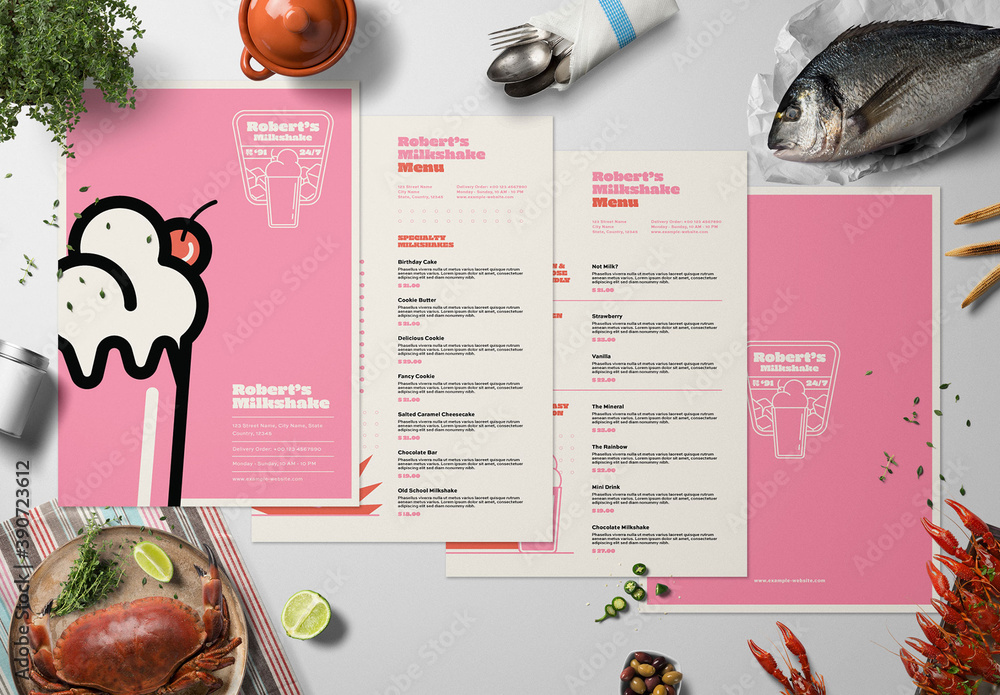 Retro Food Menu Layout Stock Template | Adobe Stock