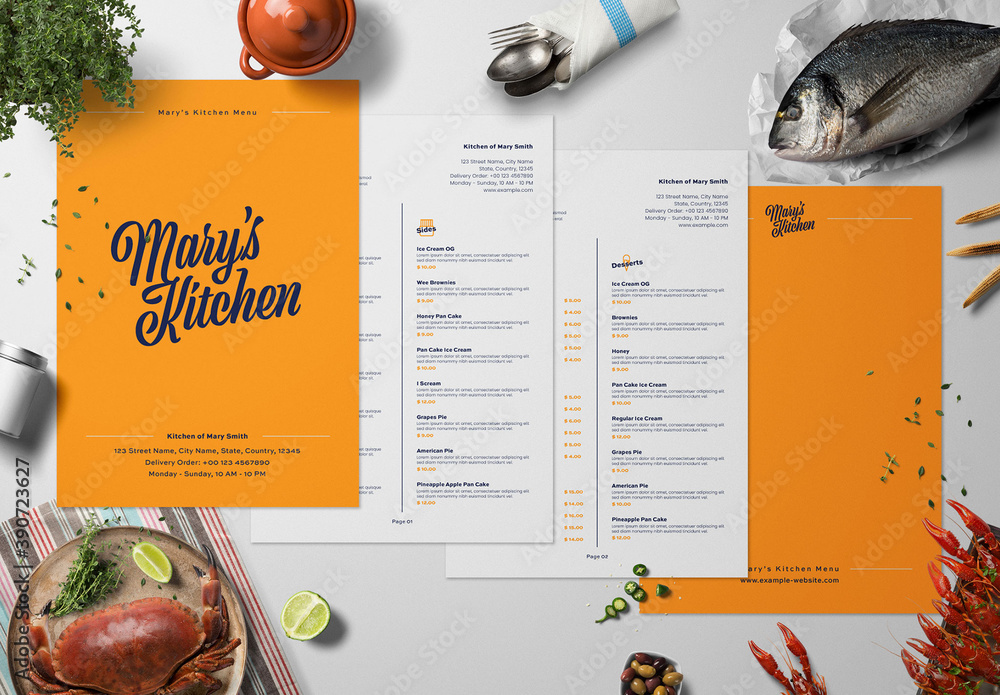 Retro Food Menu Layout Stock Template | Adobe Stock
