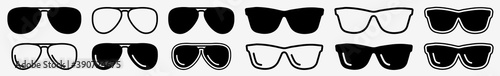 Sunglasses Icon Set | Sunglasses Vector Illustration Logo | Dark Glasses Icons Isolated Collection photo