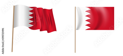 colorful naturalistic waving flag of the Kingdom of Bahrain. Vector Illustration.