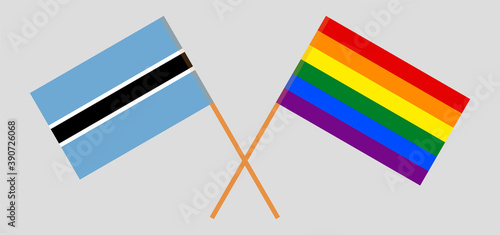Crossed flags of Botswana and LGBTQ
