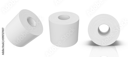 3D rendering - High resolution image white toilet roll template isolated on white background, high quality details