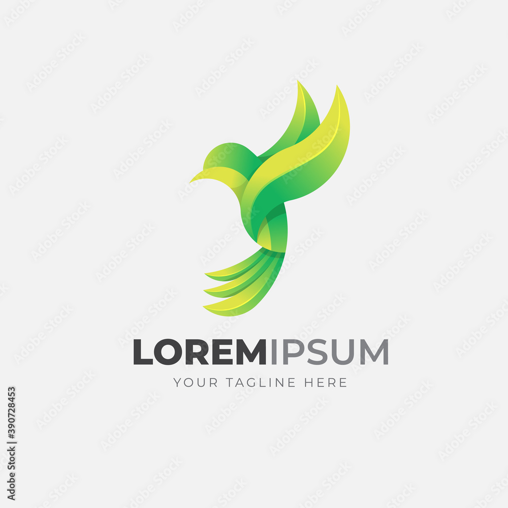 Fototapeta premium Gradient colorful bird logo. Vector illustration