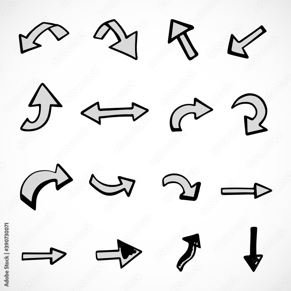 Vector set of hand-drawn arrows, elements for presentation Vector set of hand-drawn arrows, elements for presentation