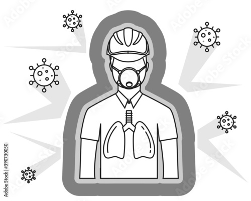 Industrial operators use protective medical masks to prevent covid. engineering work safety.
