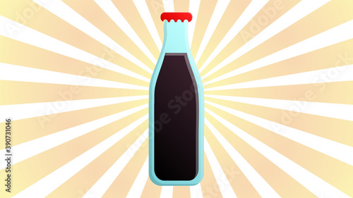  Vector color flat illustration for poster, label and menu cafe fast food. Isolated on the black chalkboard with vintage white chalk engraving rays, lettering Cold Drinks, ice cube