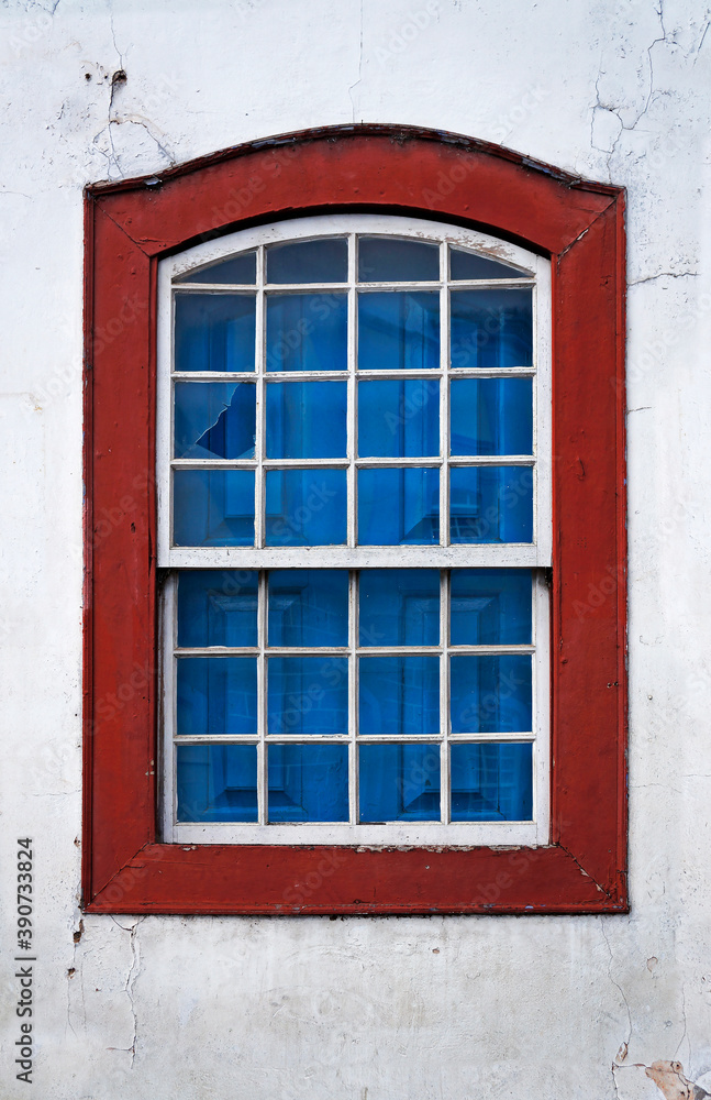 Colonial window in historical city of Diamantina, Brazil