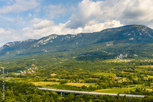 Vipava Valley.View of famous wine region Goriska Brda hills in Slovenia. 