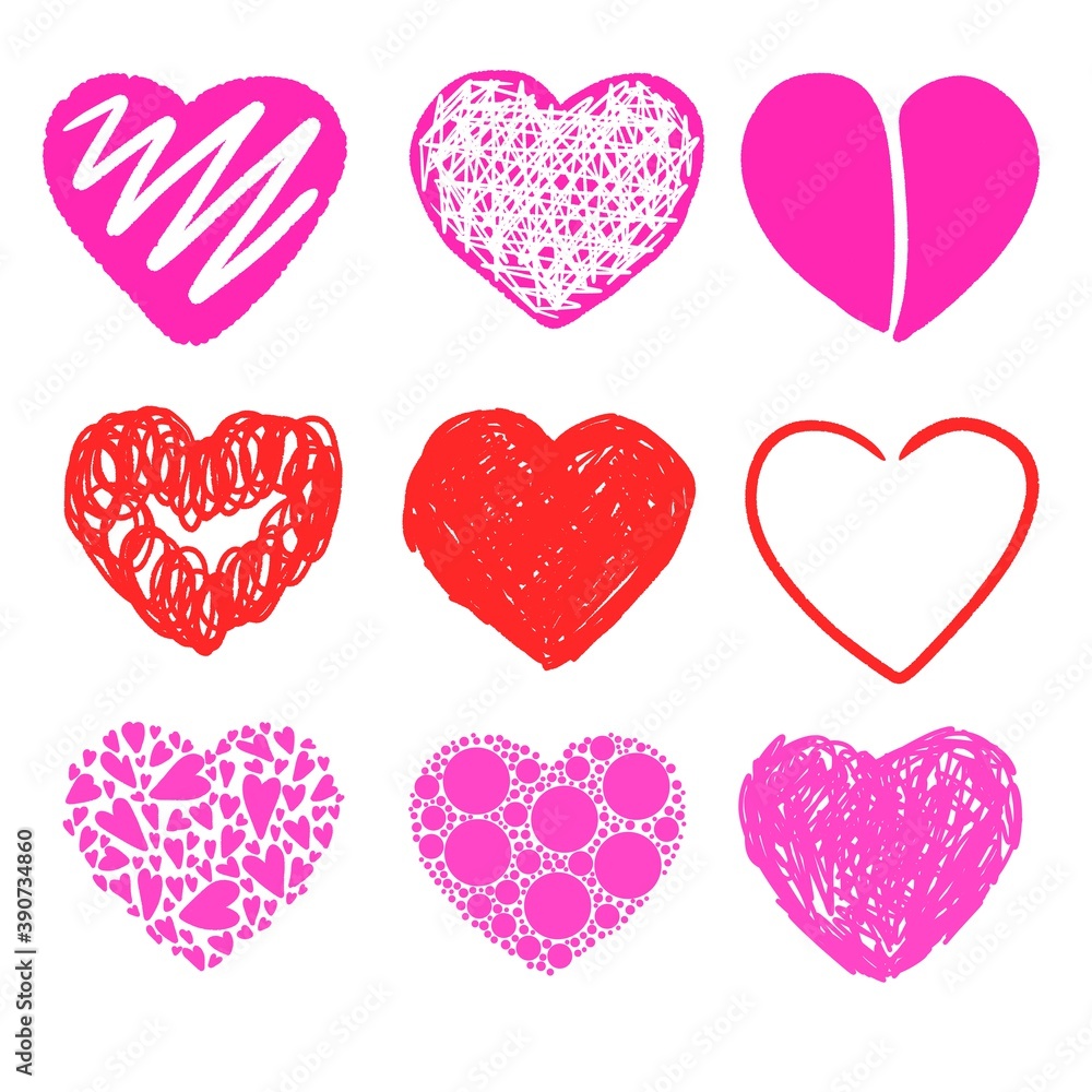9 heart shapes for valentines day