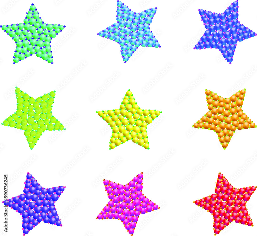 Obraz premium Colorful beads stars background. Izolated vector illustration. Use for printing, posters, T-shirts, textile drawing, print pattern. 