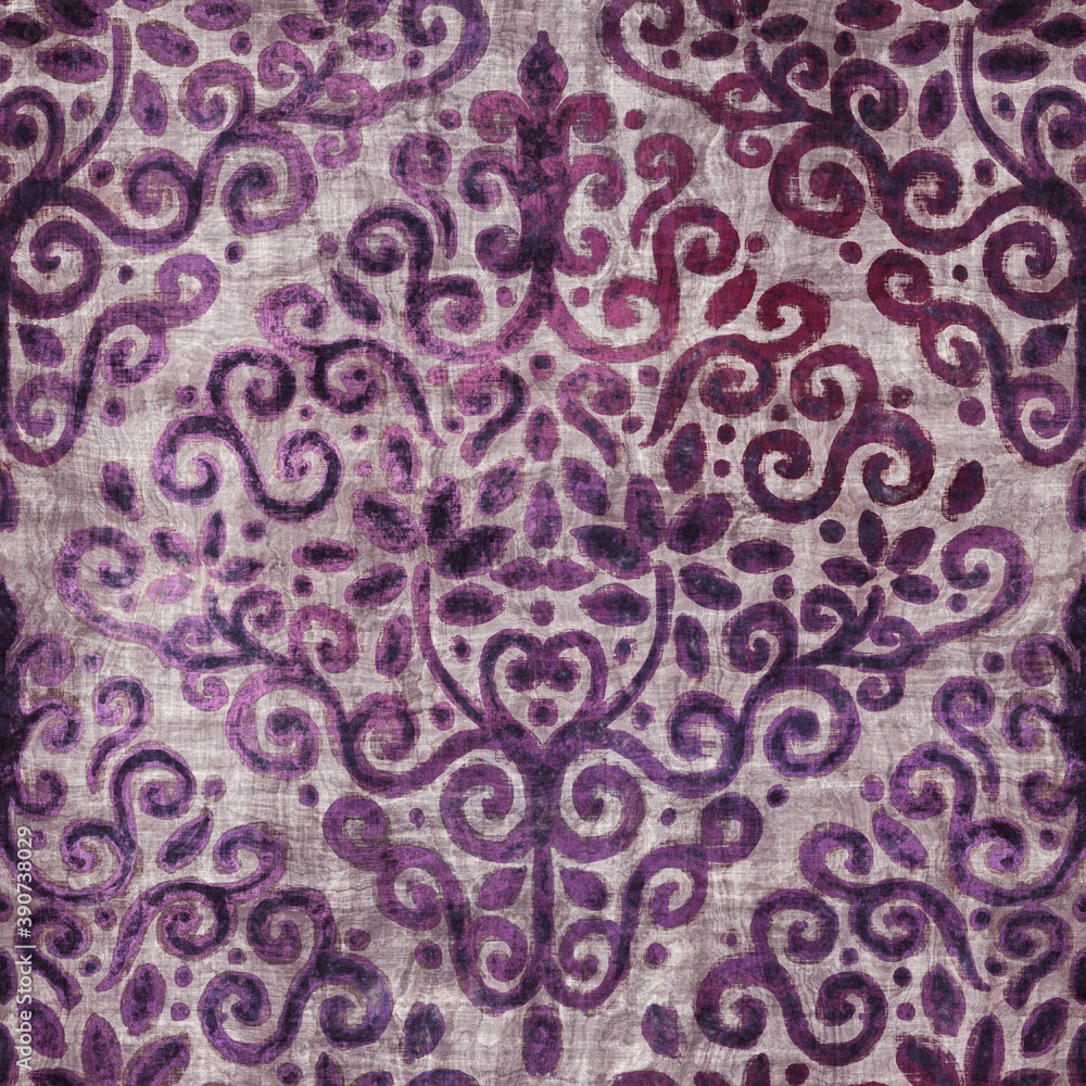 Luxury purple and tan damask seamless pattern. High quality illustration. Mysterious and luxurious grape and beige colored ornamental textured pattern swatch. Fancy and glamorous romantic design. Luxury purple and tan damask seamless pattern. High quality illustration. Mysterious and luxurious grape and beige colored ornamental textured pattern swatch. Fancy and glamorous romantic design.