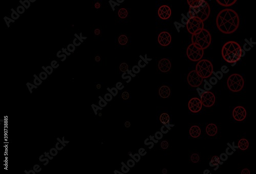 Dark Green, Red vector background with occult symbols.