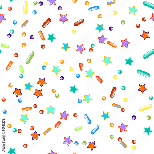 Sprinkles grainy. Seamless Pattern. Cupcake donuts