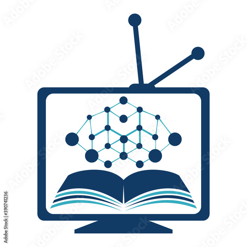 Information of Technology Tv Vector Design Template. Communication Research Book Logo Design.