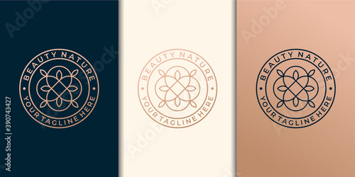 set of beauty nature logo badge. suitable for spa, salon, skin hair, beauty, boutique and cosmetic, company,badge. Premium Vector