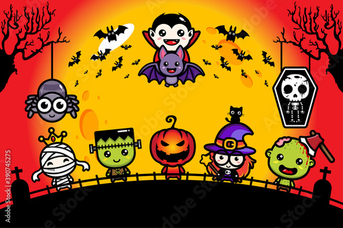 cute halloween illustration vector design