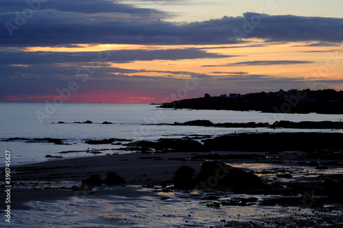A sunset on the coast of Batz sur mer in the west of France.