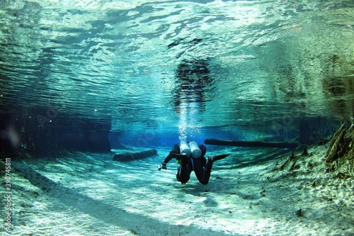 Landscape Ginnie Springs Run with diver photo