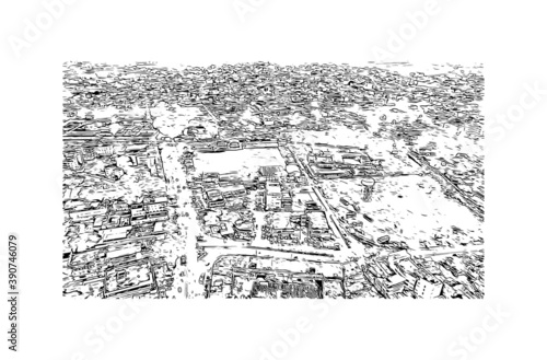 Building view with landmark of Chhindwara is a city in India. Hand drawn sketch illustration in vector. photo